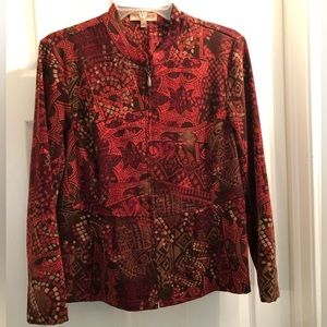 Notations Petite Jacket. MP collarless full zip light weight, machine wash/dry